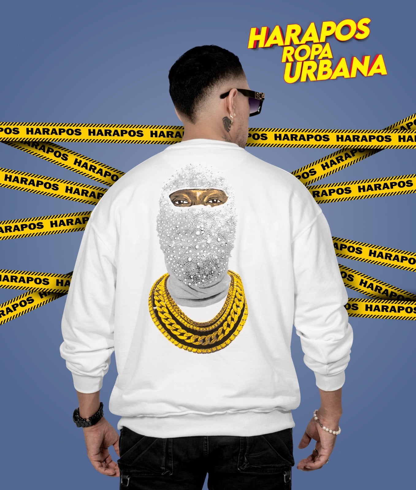 Sudadera Palm Angels blanca diseño atras