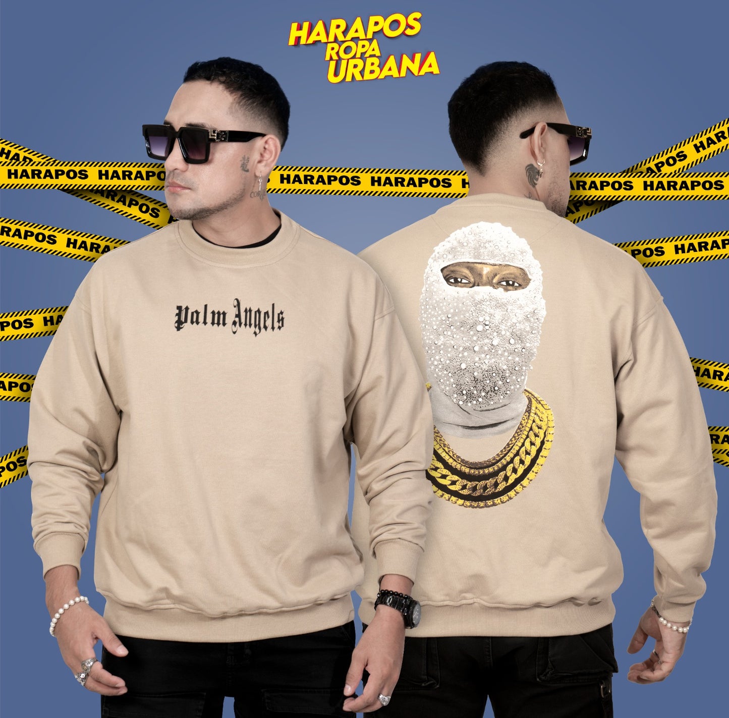 Sudadera Palm Angels crema diseño atras