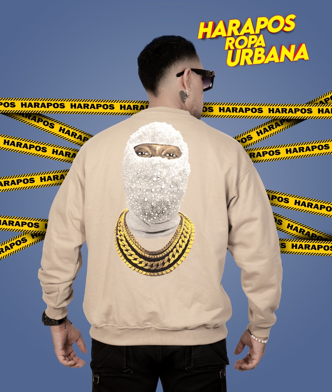 Sudadera Palm Angels crema diseño atras